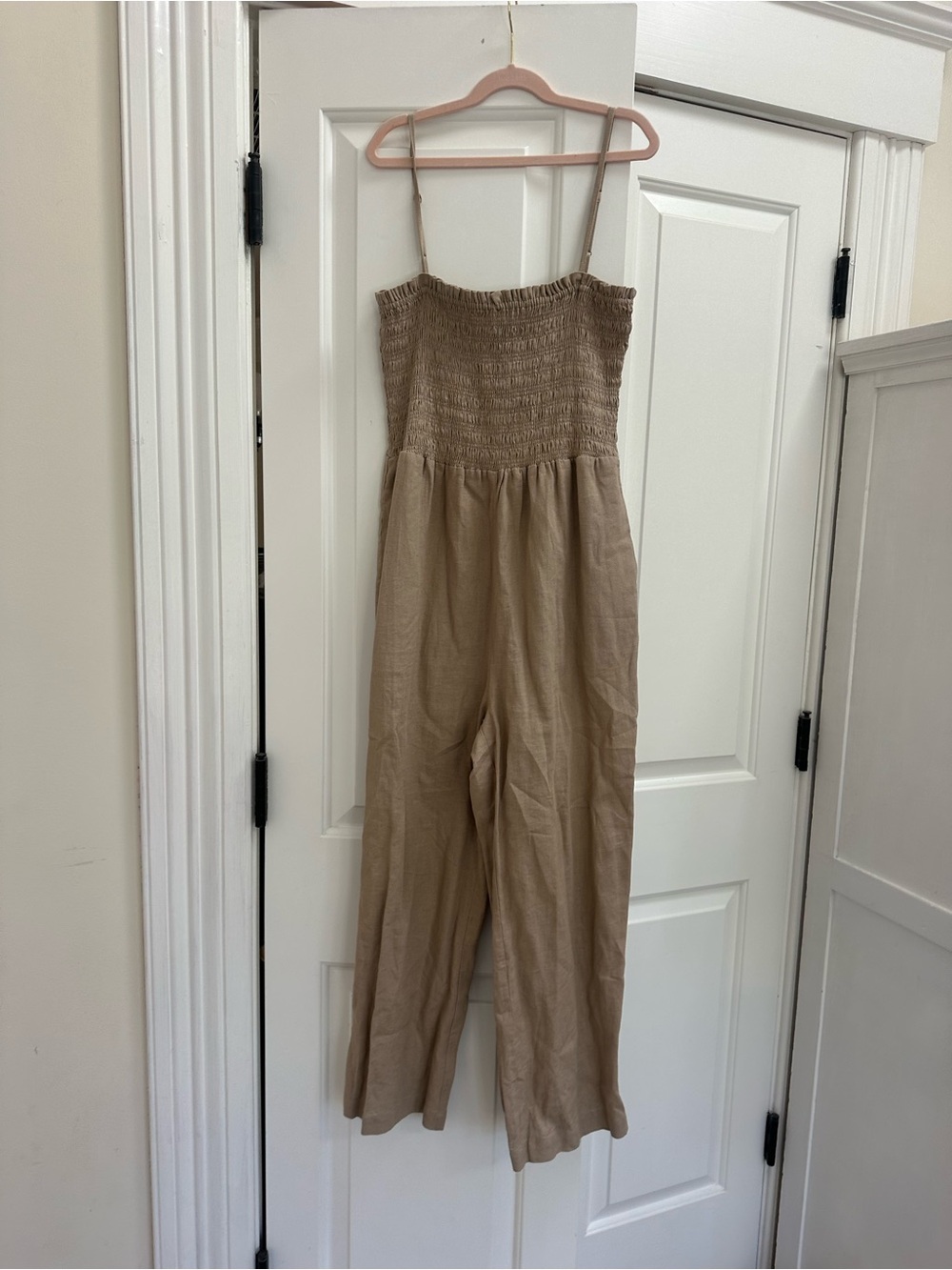 Smocked Linen Jumpsuit